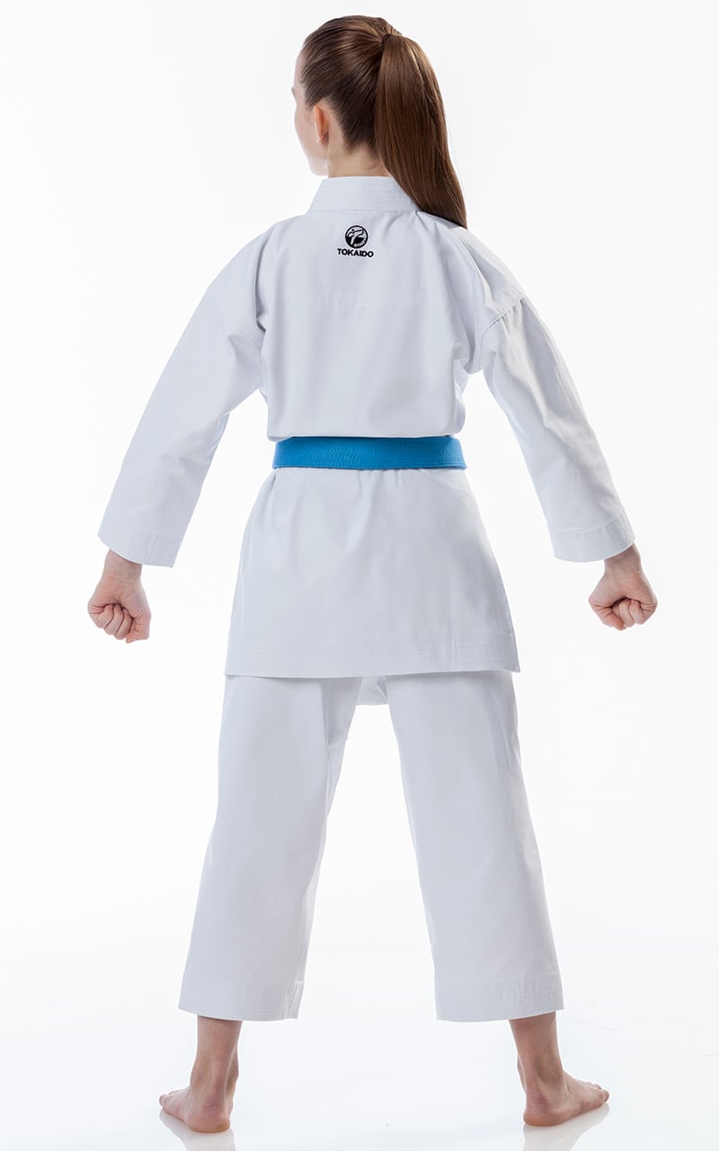 TOKAIDO Beginner Karate Gi, Kata Master Junior, WKF, Slim Fit, 12 oz.