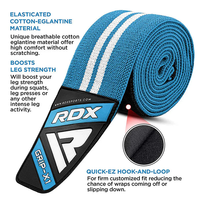 RDX Gym Knee Wraps K4 - Himmelblå