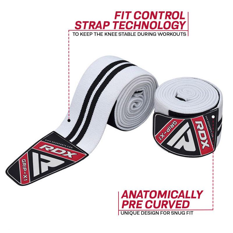 RDX Gym Knee Wraps - Vit/Svart