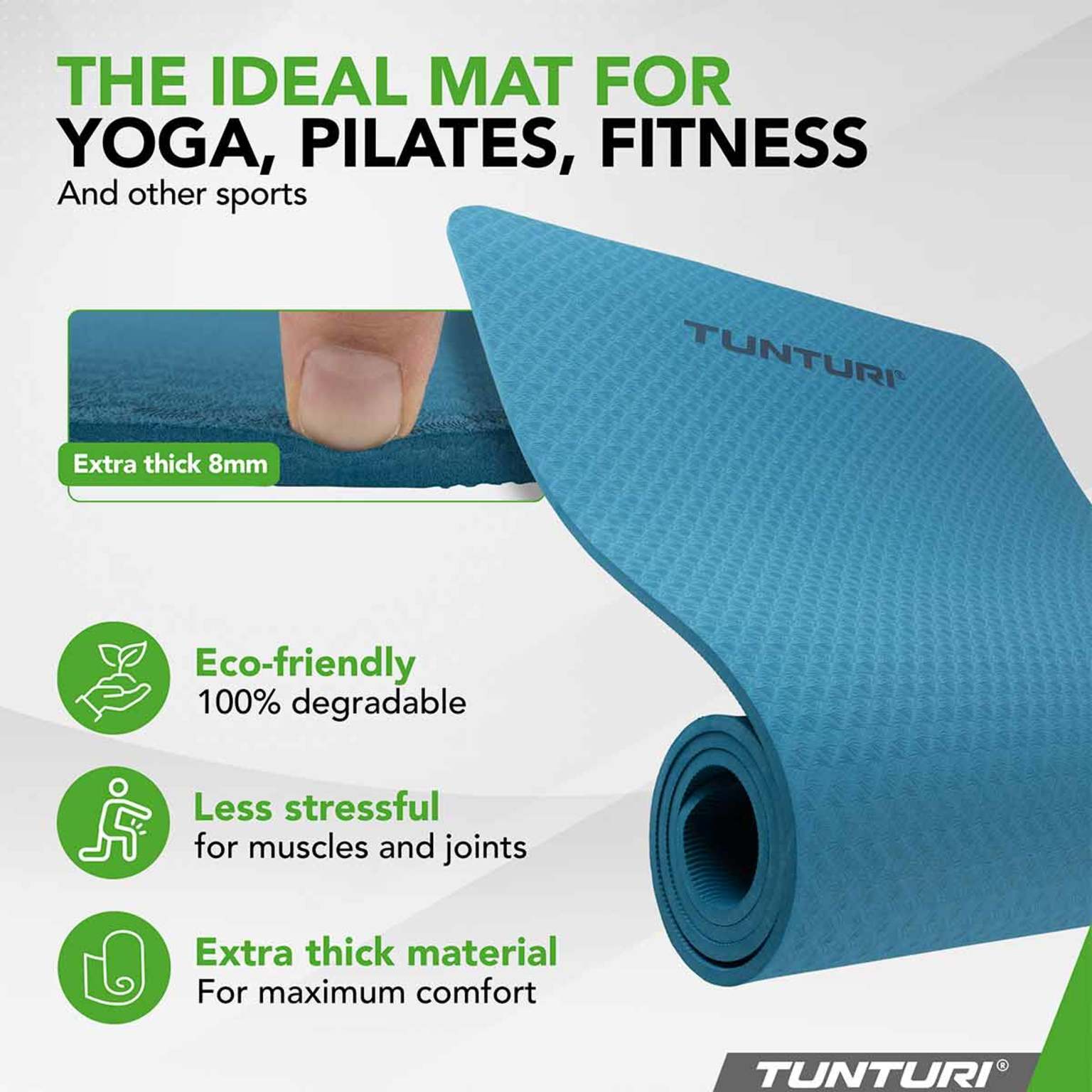 Tunturi Yogamatta 8 mm Petrol Blå