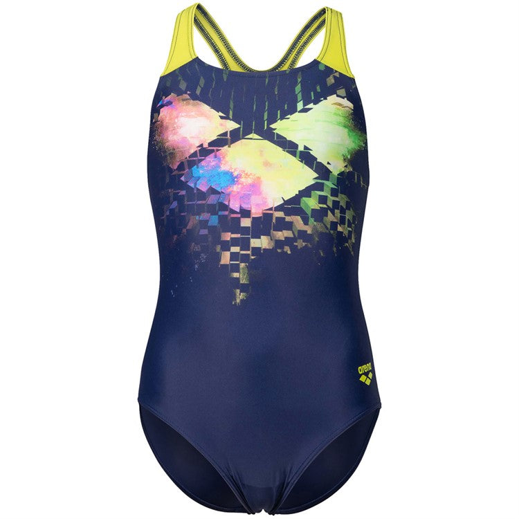 Arena Multi Pixels Swim Pro Tjejbaddräkt Rygg Marin-Mjuk grön