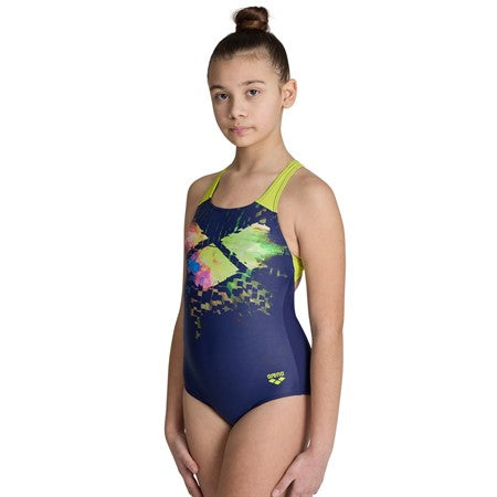 Arena Multi Pixels Swim Pro Tjejbaddräkt Rygg Marin-Mjuk grön
