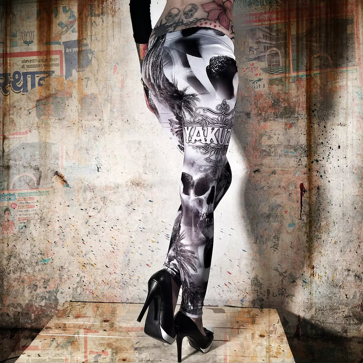 Palm Tree Tights - Svart/Vit