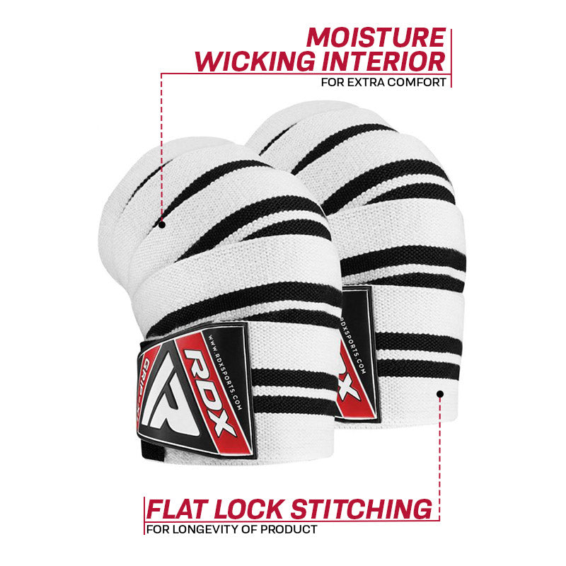 RDX Gym Knee Wraps - Vit/Svart