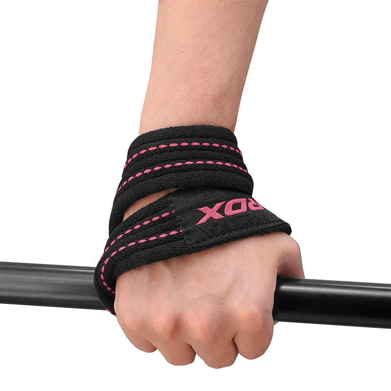 RDX Gym Lifting Cotton 8 Straps - Rosa